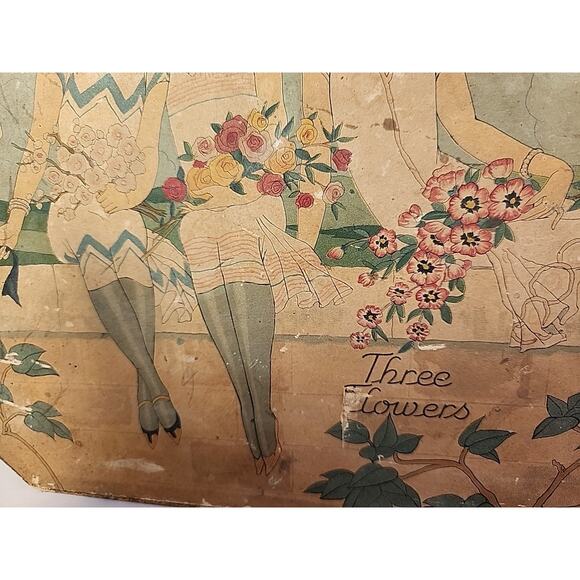 Art Deco Cardboard Powder BOX 3 Flowers Art Deco Richard Hudnut George Barbier - Picture 3 of 16